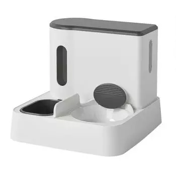 Кормушка для кошек, набор с диспенсером для воды, автоматическая кормушка 2 в 1, 2,8 л, кормушка для домашних животных, диспенсер для воды 1000 мл, набор мисок для еды и воды as shown&2.8L-1L серый