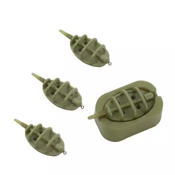 Кормушка для ловли карпа методом инлайн, 4 кормушки, 15/20/25/35 г, 30/40/50/60 г, набор форм, высококачественные пластиковые рыболовные инструменты S