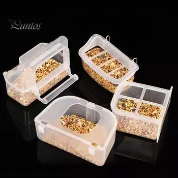 Кормушка для попугаев, поилка для птиц, коробка для еды, подвесная миска, прозрачная непроливаемая клетка для воды, клетка для птиц, пластиковый контейнер для еды для домашних животных C