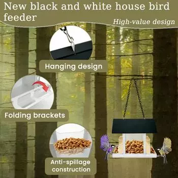 Кормушка для птиц Black And House, подвесная кормушка для садоводства на открытом воздухе One Size белый