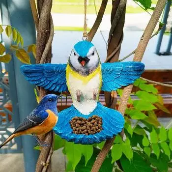 Кормушка для птиц из смолы в форме птицы, подвесные кормушки для колибри, уличный дозатор корма для птиц