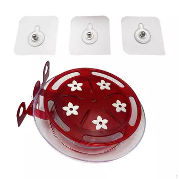 Кормушка для птиц колибри, монтируемая на окно, 5 отверстий в форме цветка, прозрачный пластиковый резервуар, легко