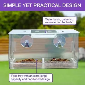 Кормушка для птиц Прозрачное окно Кормушка для птиц Большая емкость Складная кормушка для птиц Коробка для внутреннего и наружного использования чистый