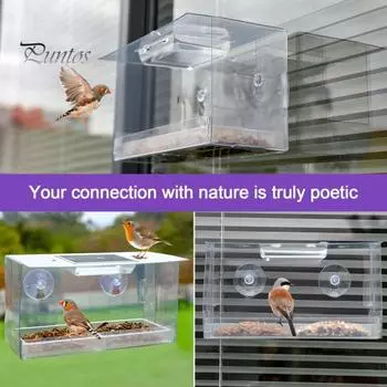 Кормушка для птиц Прозрачное окно Кормушка для птиц Большая емкость Складная кормушка для птиц Коробка для внутреннего и наружного использования чистый