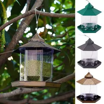 Кормушка для птиц Yousheng 1, простая в установке, большая вместимость, удобный прозрачный контейнер для еды в форме домика для птиц, товары для дома зелёный