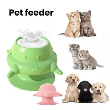 Кормушка для щенков, силиконовая миска для молока, 240 мл, 4 соски, кормушка для домашних животных, безопасная стабильная скорость потока, кормушка для домашних животных с противоскользящей присоской для котят, щенков, кроликов серый