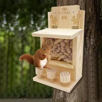 Кормушки для белок на улице Деревянная кормушка для белок на окно Ореховая кормушка для белок Универсальная кормушка для бурундуков Беличья закуска красный