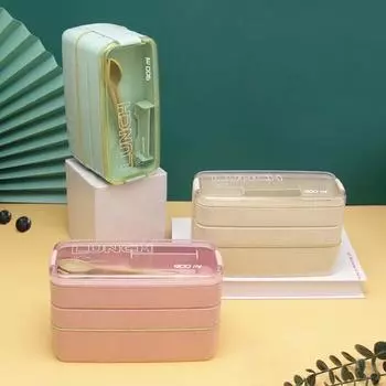 Коробка для бенто для студентов, трехслойная коробка для хранения продуктов, легкая чистка, отличный студенческий ланч-бокс для пищевых продуктов для офиса, леди бежевый