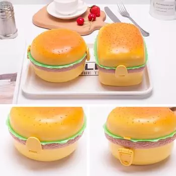 Коробка для бенто Yousheng с посудой в форме мультяшного гамбургера, милый дизайн бургера, детский школьный контейнер для еды на каждый день Round