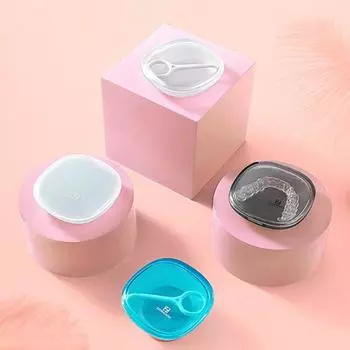 Коробка для брекетов для зубных ретейнеров, брекеты, брекеты, пластиковая коробка для хранения, мультяшный дом, мини-дышащая коробка серый