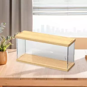Коробка для демонстрации фигурок на столешнице, 11,8x4x5,5 дюйма, универсальное деревянное основание и крышка для ювелирных изделий,