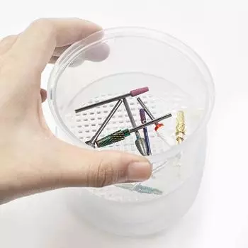 Коробка для дезинфекции маникюрных инструментов, футляр для хранения шлифовальных головок, коробка для чистки маникюрных инструментов, стерилизатор для насадок для ногтей для маникюрных салонов розовый