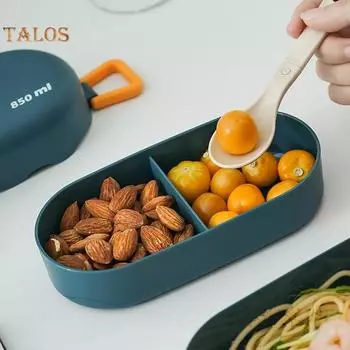 Коробка для еды на обед, хорошо герметизируется, сохраняет свежесть, пыленепроницаемый, практичный, для домашнего использования, микроволновая печь, портативный контейнер для бенто, ежедневное использование темно-синий