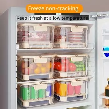 Коробка для фруктов, большая емкость, коробка для хранения продуктов, портативный дизайн с ручкой, контейнер для фруктов для кемпинга, пикников бежевый