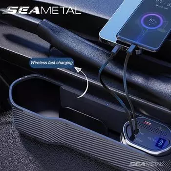Коробка для хранения автомобильного сиденья SEAMETAL, органайзер для супер быстрой зарядки, коробка для наполнителя щелей сиденья, беспроводная зарядка, автомобильные аксессуары Regular Models