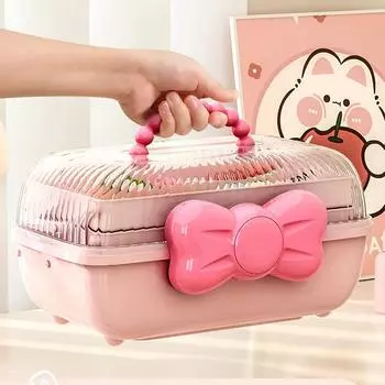 Коробка для хранения аксессуаров, симпатичная детская заколка для волос, бижутерия, косметическое хранилище для игрушек, настольный пылезащитный чехол для органайзера с крышкой фиолетовый