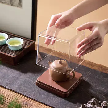 Коробка для хранения чайника Прозрачная витрина Домашний декор для демонстрации коллекционных предметов Гостиная Brown Base