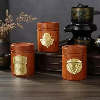 Коробка для хранения чая из натурального розового дерева, китайская деревянная банка для чая, крышка, уплотнитель, кухонные банки для хранения, аксессуары, органайзер для специй 7.2x9.5cm