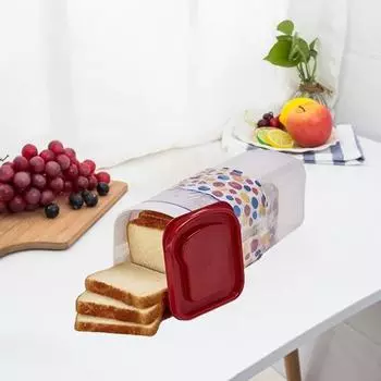 Коробка для хранения хлеба, большая емкость, пищевой пластик, прозрачный прямоугольник, многофункциональный диспенсер для тостов, контейнер для еды, кухонные гаджеты красный