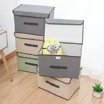 Коробка для хранения из нетканого материала, пылезащитная для дома, корзина для косметики в спальню с крышкой, штабелируемая водонепроницаемая одежда, нижнее белье, коробки