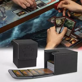 Коробка для хранения карточек Большая вместимость Мягкая подкладка Сильный магнит Многоцелевой чехол для карточек Держатель Защитник для игровых карт серый/чёрный