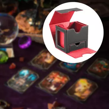 Коробка для хранения карточек, чехол из высококачественной искусственной кожи, держатель для дисплея, вмещает 100 карточек красный