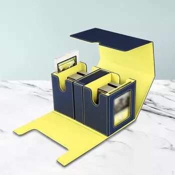Коробка для хранения карточек, игр, органайзер для футбольных карточек, контейнер для игрушек, практичный Blue Yellow