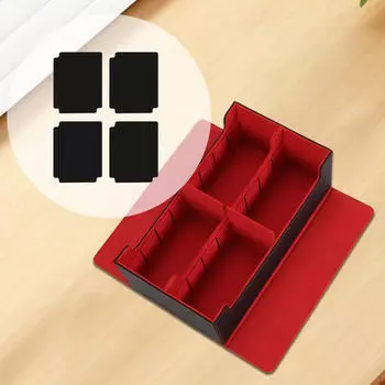 Коробка для хранения карточек, игровая коробка из искусственной кожи, прочная, с 4 разделителями, игровой контейнер Black Red