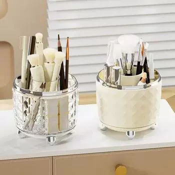 Коробка для хранения кистей для макияжа, большая вместимость, несколько отделений, вращающаяся на 360 градусов конструкция, пылезащитный держатель для косметики для ручек L чистый