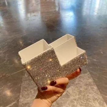 Коробка для хранения кистей для макияжа со стразами, акриловый держатель для пульта от телевизора, креативная многофункциональная стойка для хранения всякой всячины