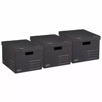 Коробка для хранения KOKUYO NEOS размера L с крышкой черного цвета, набор из 3 штук A4-NELB-DX3AM