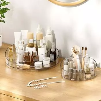 Коробка для хранения косметики, большая вместимость, несколько отделений, вращающийся на 360 градусов дизайн, легкий доступ, органайзер для кистей для макияжа Single Layer