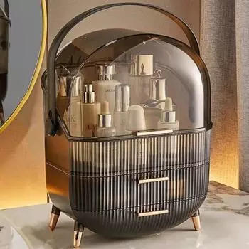 Коробка для хранения косметики, большой органайзер для макияжа, ящики, пылезащитные витрины для средств по уходу за кожей, держатель для кистей для макияжа с крышкой