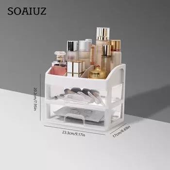 Коробка для хранения косметики, чехол для макияжа, контейнер для ювелирных изделий, органайзер для макияжа, ящики, настольная коробка для хранения, держатель для кистей для макияжа 23.3x17x20.2cm
