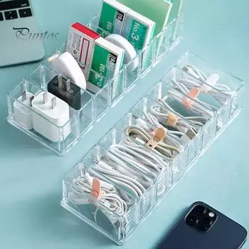 Коробка для хранения косметики, прозрачный акриловый органайзер для макияжа с 8 отделениями, многофункциональный органайзер с отделениями для хранения помад, кистей чистый