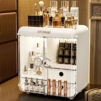 Коробка для хранения косметики Роскошный пылезащитный органайзер для ухода за кожей с выдвижным ящиком для хранения косметики Домашнее хранилище большой емкости с косметическим зеркалом CHINA