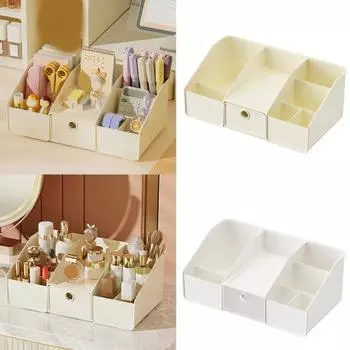 Коробка для хранения косметики, универсальный держатель для ручек, стационарный органайзер для хранения с восемью отделениями для настольного дома белый