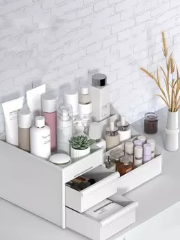 Коробка для хранения макияжа с несколькими сетками, 1 шт., современный пластиковый настольный органайзер для макияжа для дома, подарок на День святого Валентина S белый