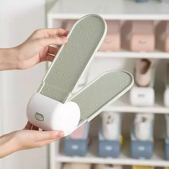 Коробка для хранения обуви из 4 предметов, регулируемая полка для обуви, двухслойная, экономящая место полка для хранения обуви, утолщенная, нескользящая полка для хранения обуви синий