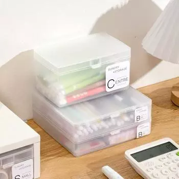 Коробка для хранения Пластиковая настольная прозрачная пластиковая пустая коробка Маленькая квадратная коробка Портативный футляр для визитных карточек Коробка-органайзер для карточек Шкатулка для драгоценностей Short and wide прозрачный