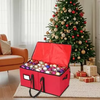 Коробка для хранения рождественских шаров, органайзер с ручками, застежка-молния, большая вместимость, водонепроницаемая, прочная на разрыв коробка для хранения рождественских украшений S
