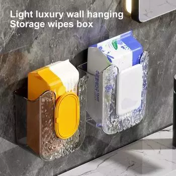 Коробка для хранения салфеток, прозрачный настенный держатель для салфеток для ванной комнаты без перфорации, диспенсер для салфеток, чехол для хранения бумаги, органайзер серый/чистый
