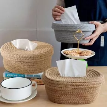 Коробка для хранения салфеток ручной работы, контейнер для хранения бумаги, большая емкость, настольная пылезащитная коробка для салфеток с крышкой белый