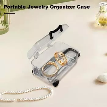 Коробка для хранения сережек, мини-футляр на тележке с мини-колесами, прозрачные заколки для волос, ожерелья, кольца