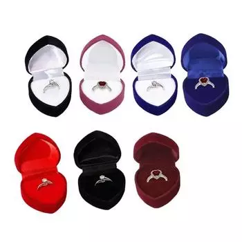 Коробка для хранения, шкатулка для обручального кольца, бархатная витрина для ювелирных изделий, маленькая шкатулка для колец Love Velvet, дорожная шкатулка белый/вино красного