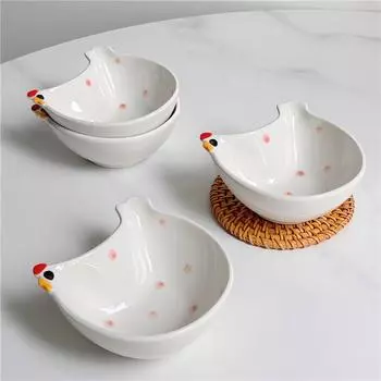 Коробка для хранения скрепок в форме курицы, керамическая маленькая миска для хранения, отделение для мини-скрепок синего цвета S