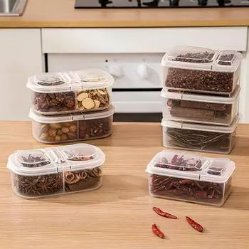 Коробка для хранения специй, коробка для приправы «сухой чили», герметичная коробка для перца, сухого аниса, корицы, кухонные коробки для хранения 4Pcs Single Open белый