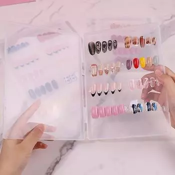 Коробка для хранения украшений для ногтей, пылезащитная, прозрачная, держатель для демонстрации дизайна ногтей, цветовая палитра, разные размеры L