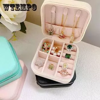 Коробка для хранения ювелирных изделий, портативная шкатулка для браслетов, европейская принцесса, многофункциональная, вместительная, клетчатая шкатулка для ювелирных изделий 10*10*5cm белый
