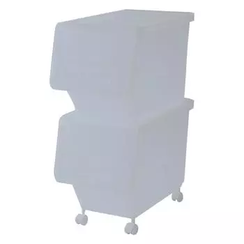 Коробка для хранения в наборе из 2 штук с тонким глубоким чехлом и крышкой, которую можно закрепить, когда Ширина x Глубина 46 x Высота Завершено Прозрачная [Yamazen] [Сделано в Японии] крышка, (стадо),